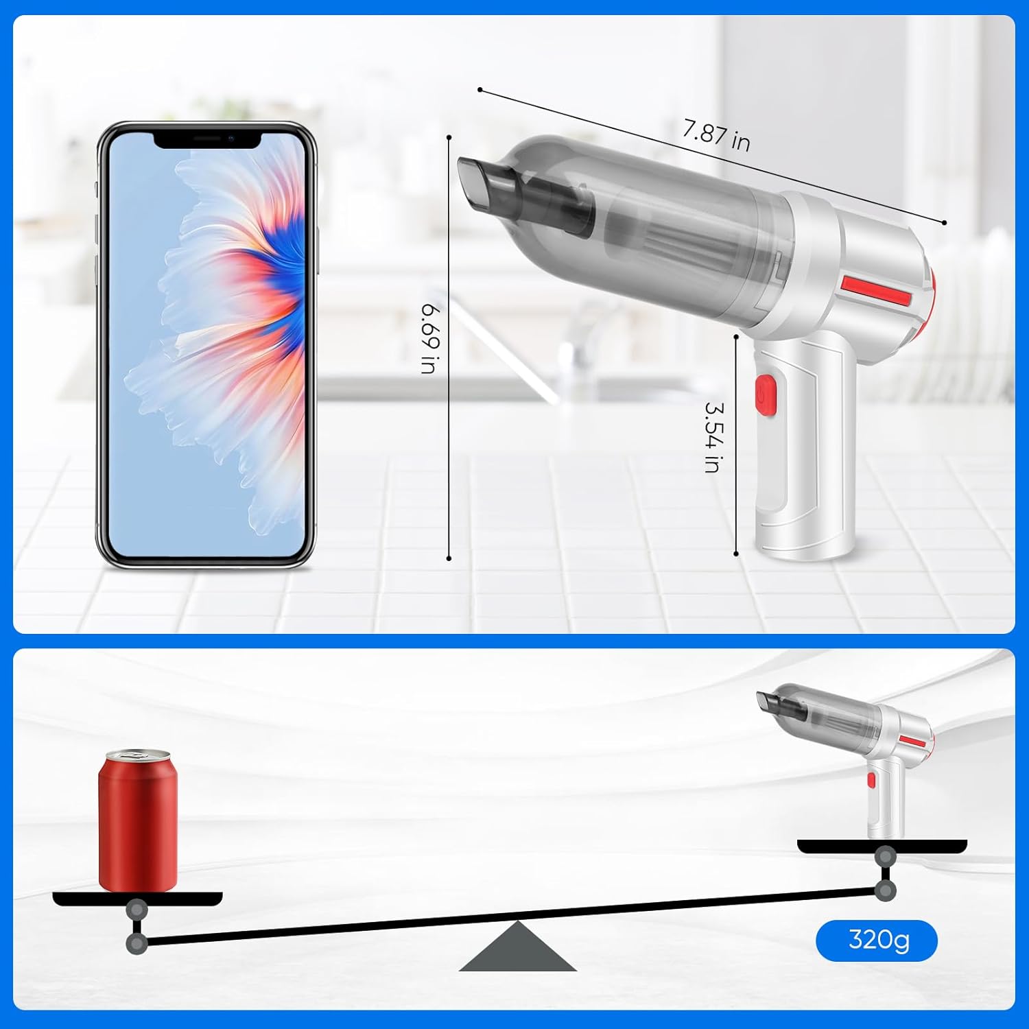 Wireless Handheld Car Vacuum Cleaner with Air Duster U495