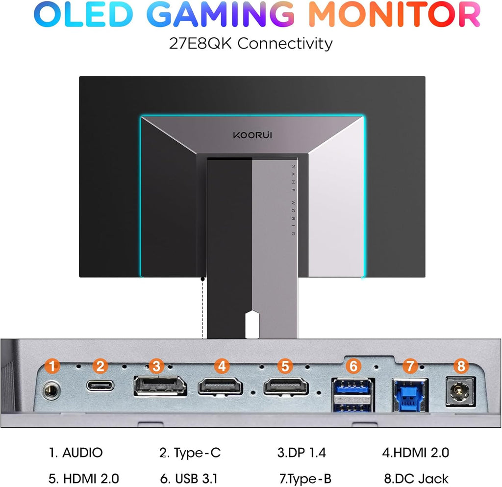KOORUI 27 inch OLED Gaming Monitor, 1440P 240Hz, 0.03ms, USB-C Q667202