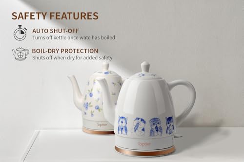 Toptier Electric Ceramic Tea Kettle 1L with Auto Shut Off R59414