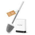 Sellemer Toilet Brush and Holder Set for Bathroom, Flexible Toilet Bowl Brush Head with Silicone Bristles, Compact Size for Storage and Organization, Ventilation Slots Base