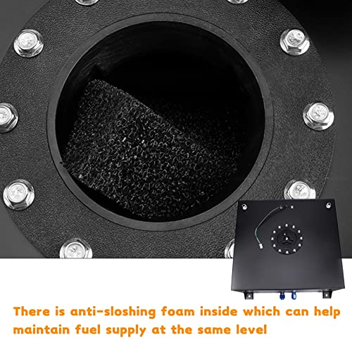 GSTP Universal Fuel Cell Tank with Cap and Level Sender Polished Aluminum Black D4394