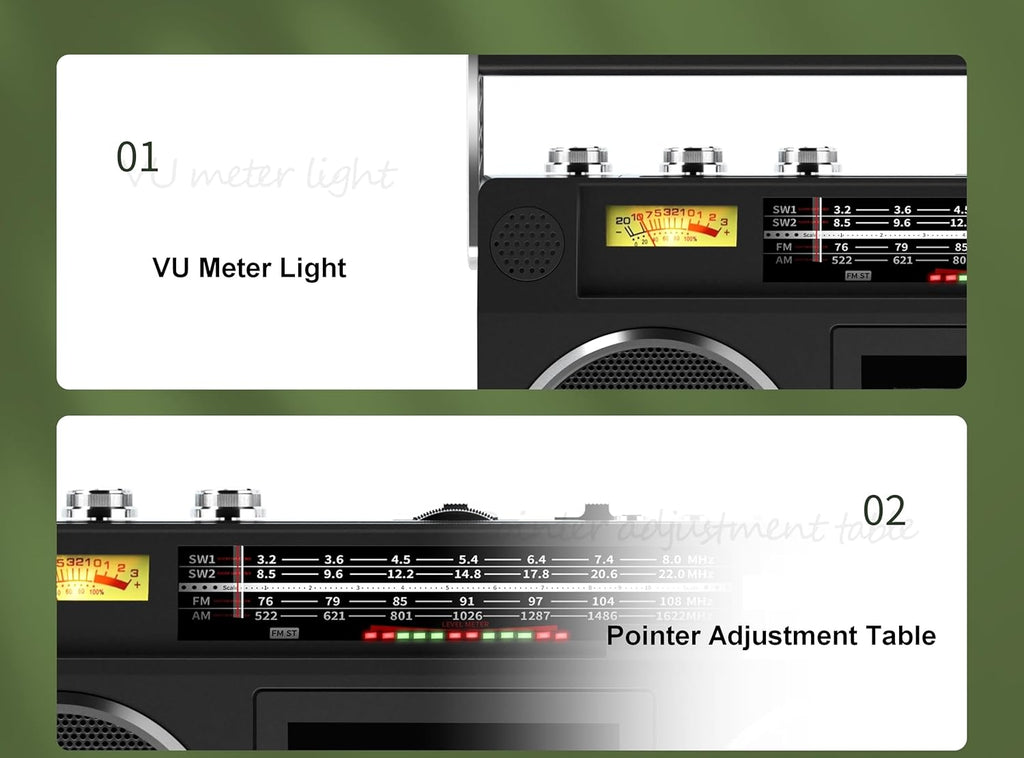 Portable Boombox Radio Cassette Player Recorder with Bluetooth, AM/FM Radio, USB SD Aux-in H756734