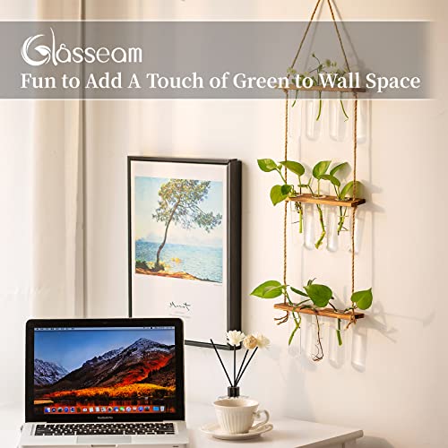 Hanging Plant Propagation Stations with Wooden Stand Glass Vases V66079