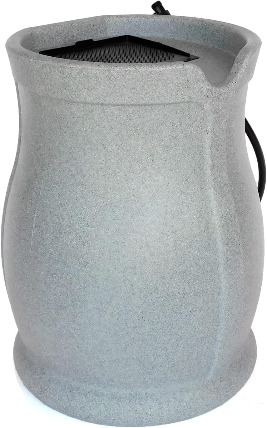 FCMP Outdoor Catalina 45 Gallon Rain Water Barrel Catcher System, Light Granite Z509076