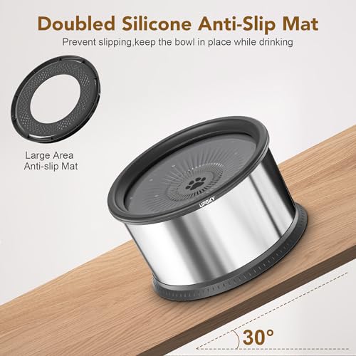 UPSKY 6.5L Stainless Steel No Spill Dog Water Bowl with Anti-Slip Mat I6262