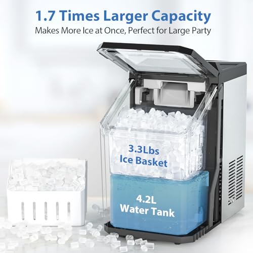 Aeitto Nugget Ice Maker Countertop, 55 lbs/Day, Stainless Steel Q1690