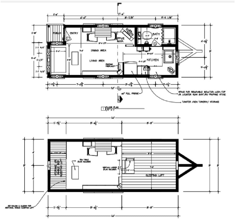 Tiny House Plans 170 Sq Ft DIY Wheeled Cozy Retreat I79962