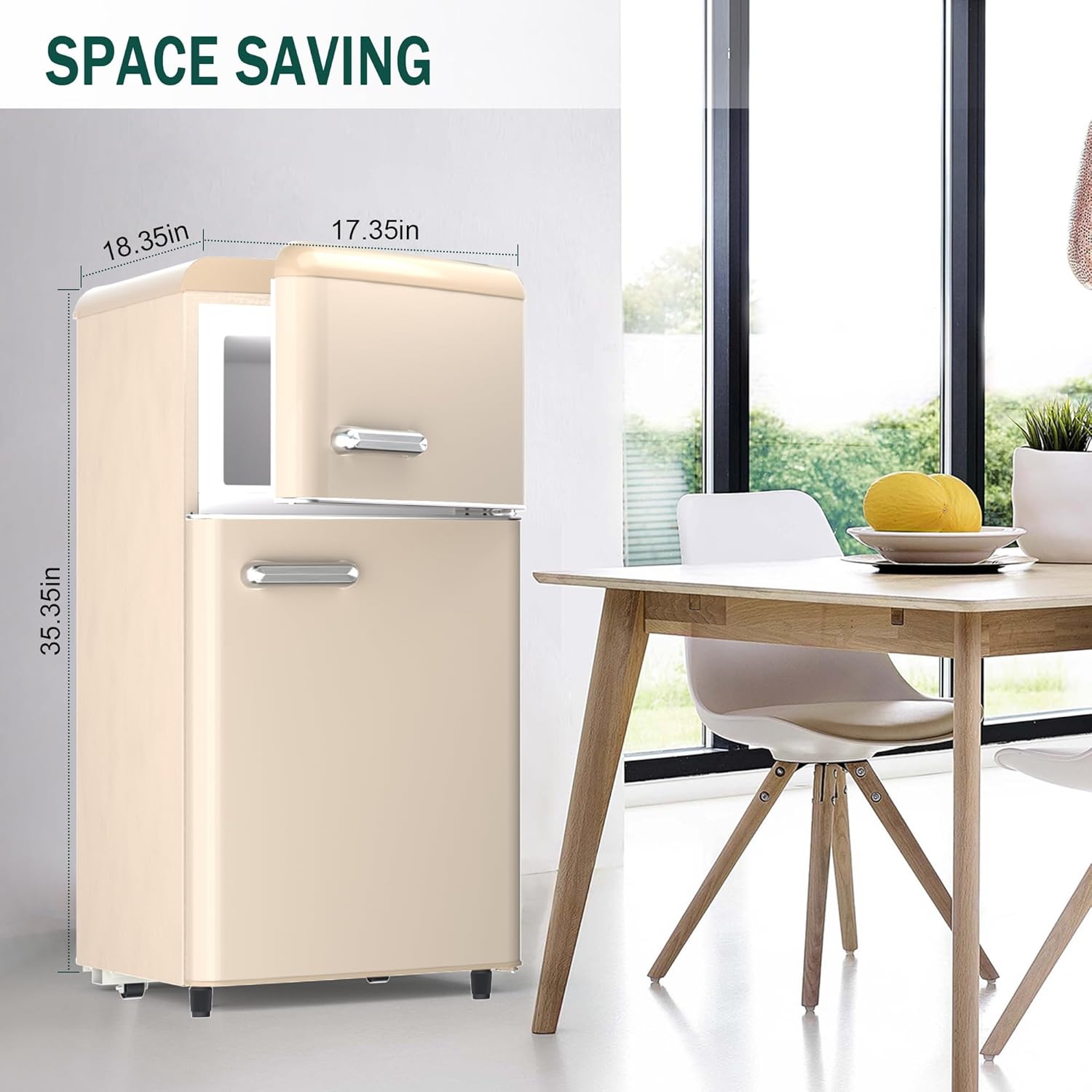 Retro Mini Fridge with Freezer 4.1 Cu. Ft. for Bedroom, Dorm, Office, RV, Apartment (Gold) V532