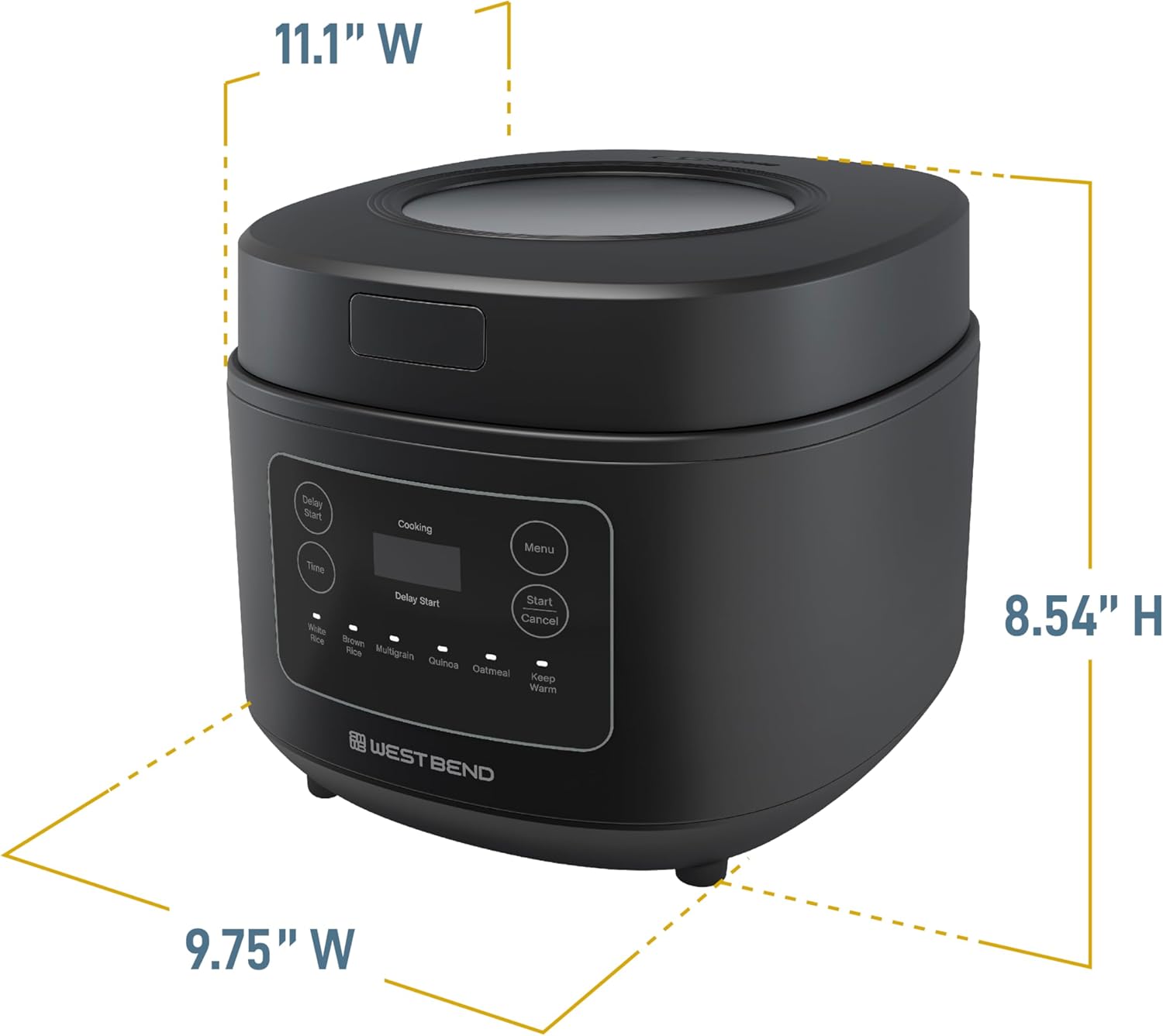 West Bend Programmable Rice & Grain Cooker, 12 Cups Cooked, Black C596627