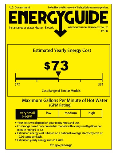 ECOTINYMACH Tankless Water Heater Electric 110V Under Sink with Remote Control E666