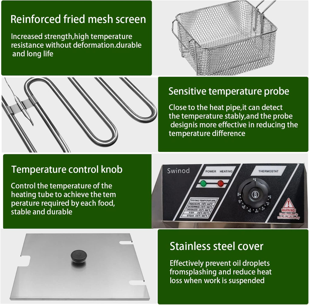Commercial Deep Fryer with Basket 12L Adjustable Temperature K825478