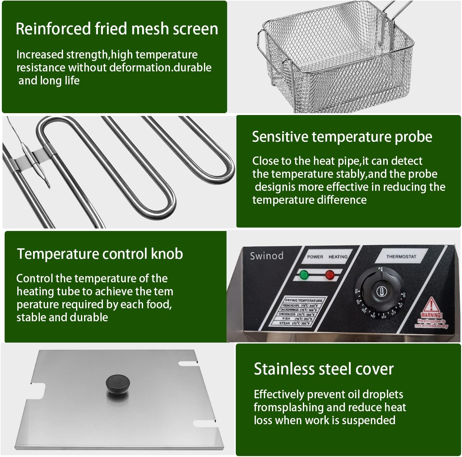 Commercial Deep Fryer with Basket 12L Adjustable Temperature K825478