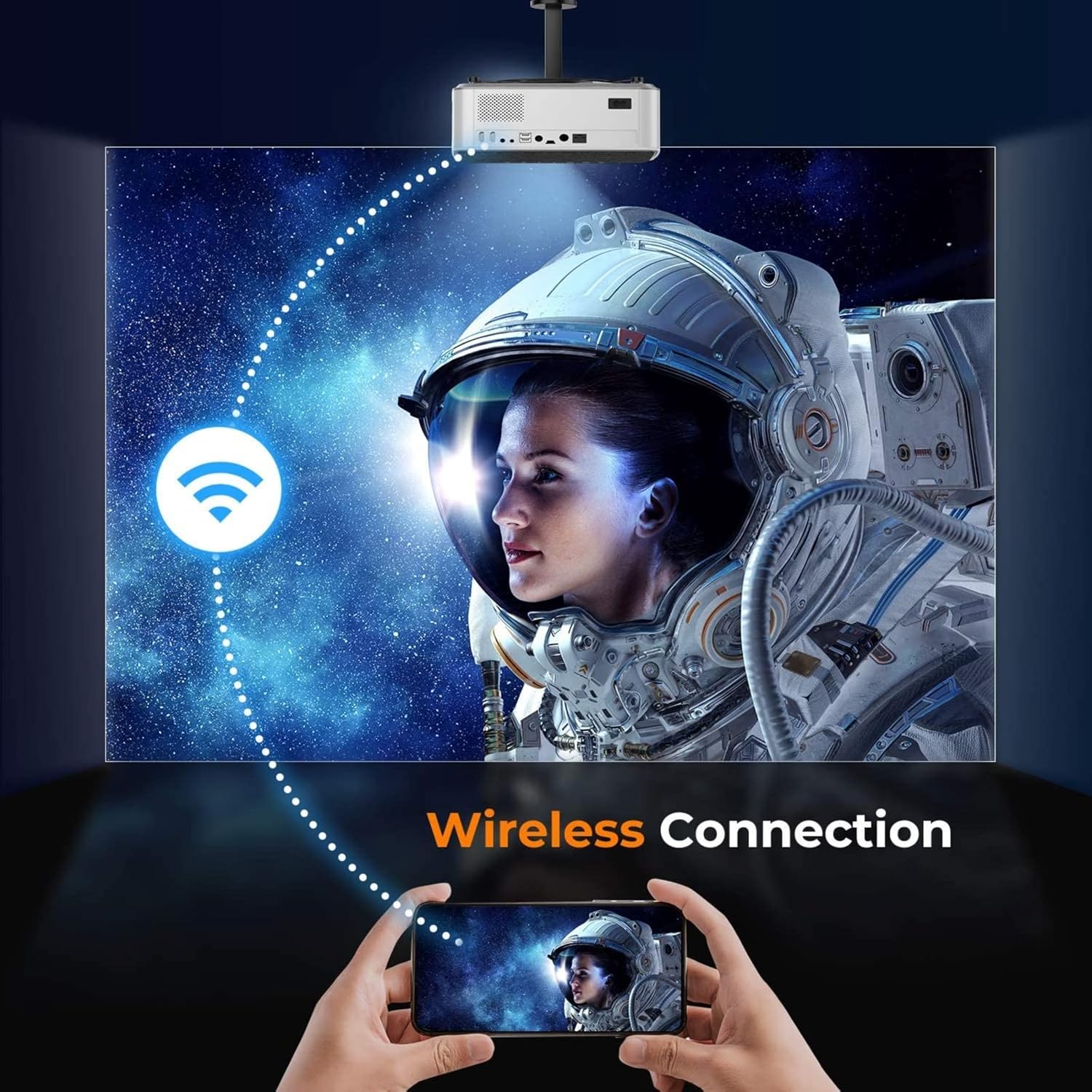 YABER V6 Native 1080P Portable Smart Home Projector with WiFi and Bluetooth W58466