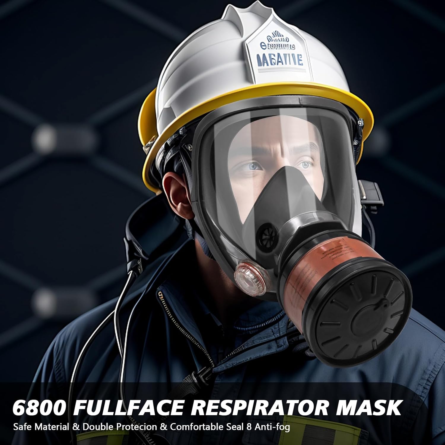 Reusable Full Face Gas Mask with 40mm Activated Carbon Filter U74095