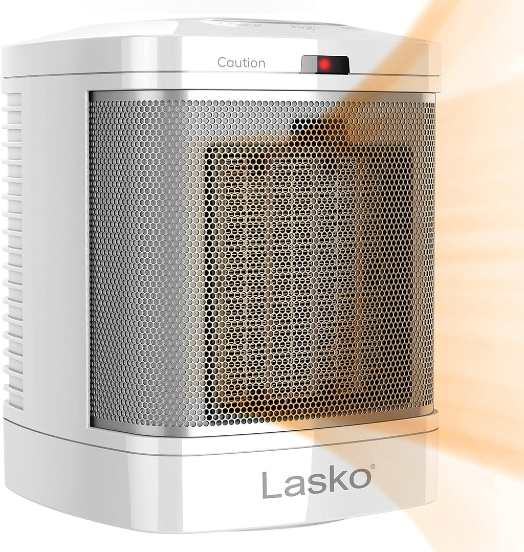 Lasko Ceramic Adjustable Thermostat Space Heater, Portable, Silver & White U641