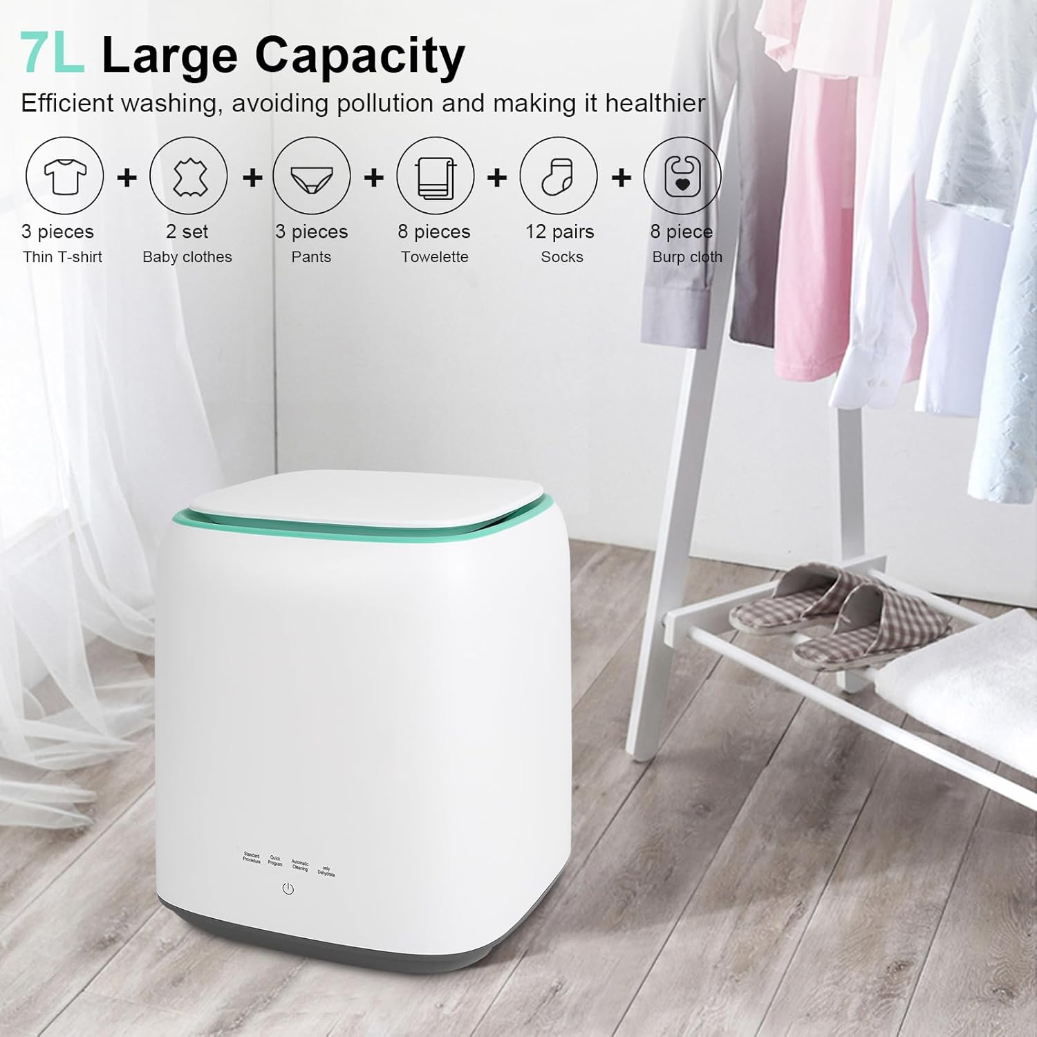 7L Fully Automatic Mini Portable Washing Machine with Spin Dryer N986