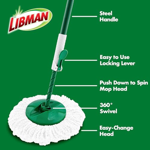 Libman Tornado Spin Mop System Plus with 2 Mop Heads U577763