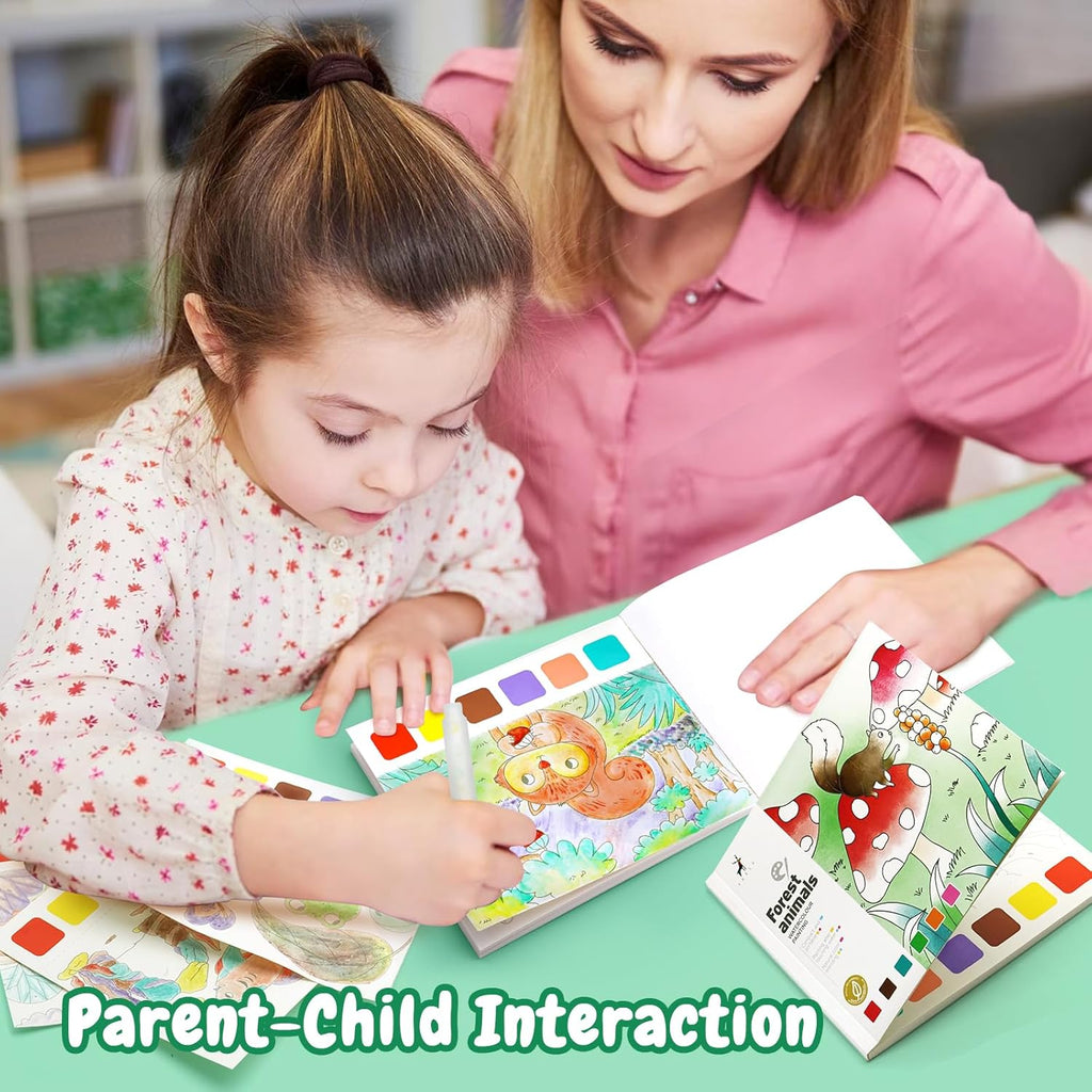 Watercolor Coloring Books for Kids Ages 4-8 with Paint Sets Z203