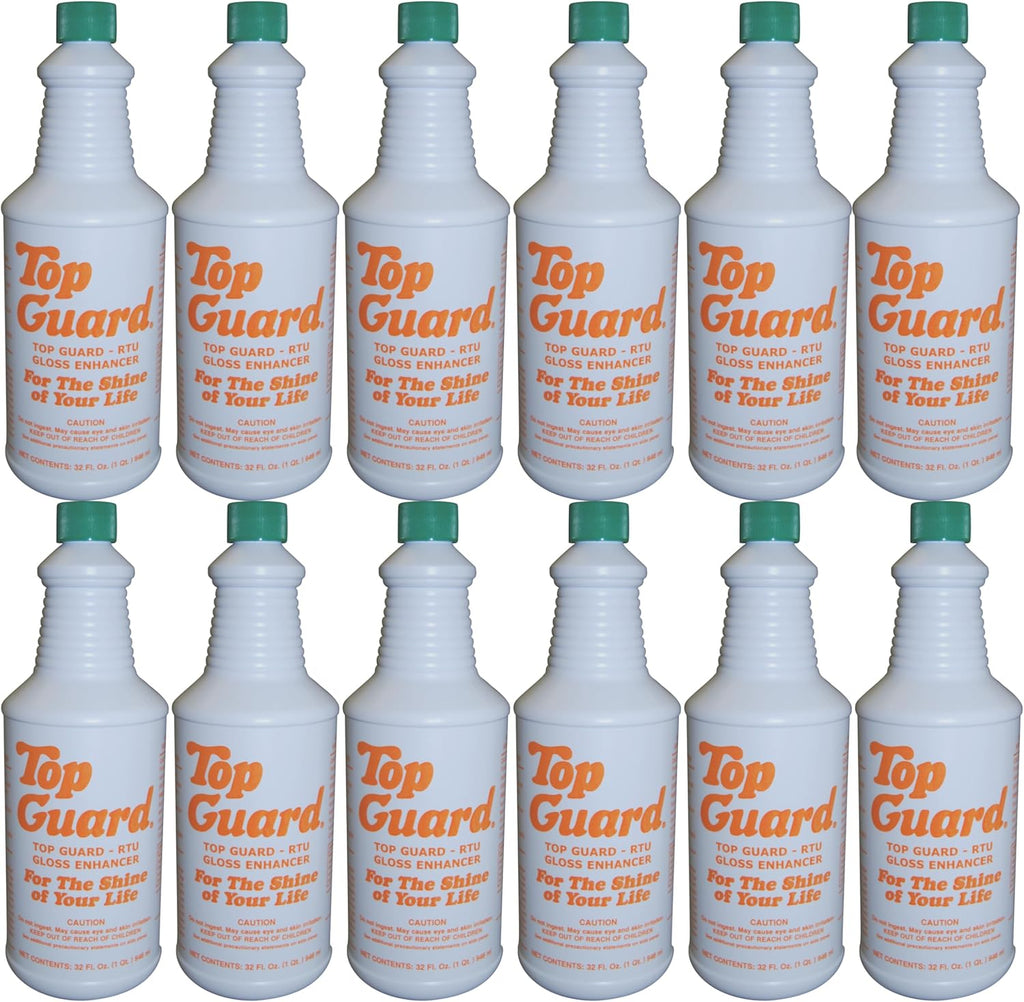 TOP GUARD Ready To Use Industrial and Commercial Cleaning Supplies Flooring Protection, Surface Shield, Creating a Lustrous "Wet Look" Quick Shine Floor Finish, Floor Shine for All Floors (12x1Quart)