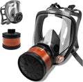 Reusable Respirator Mask Full Face Gas Mask, Gas Masks Survival Nuclear and Chemical with 40mm Activated Carbon Filter, for Industrial, Polishing, Chemical Handling, Painting Welding, Survival