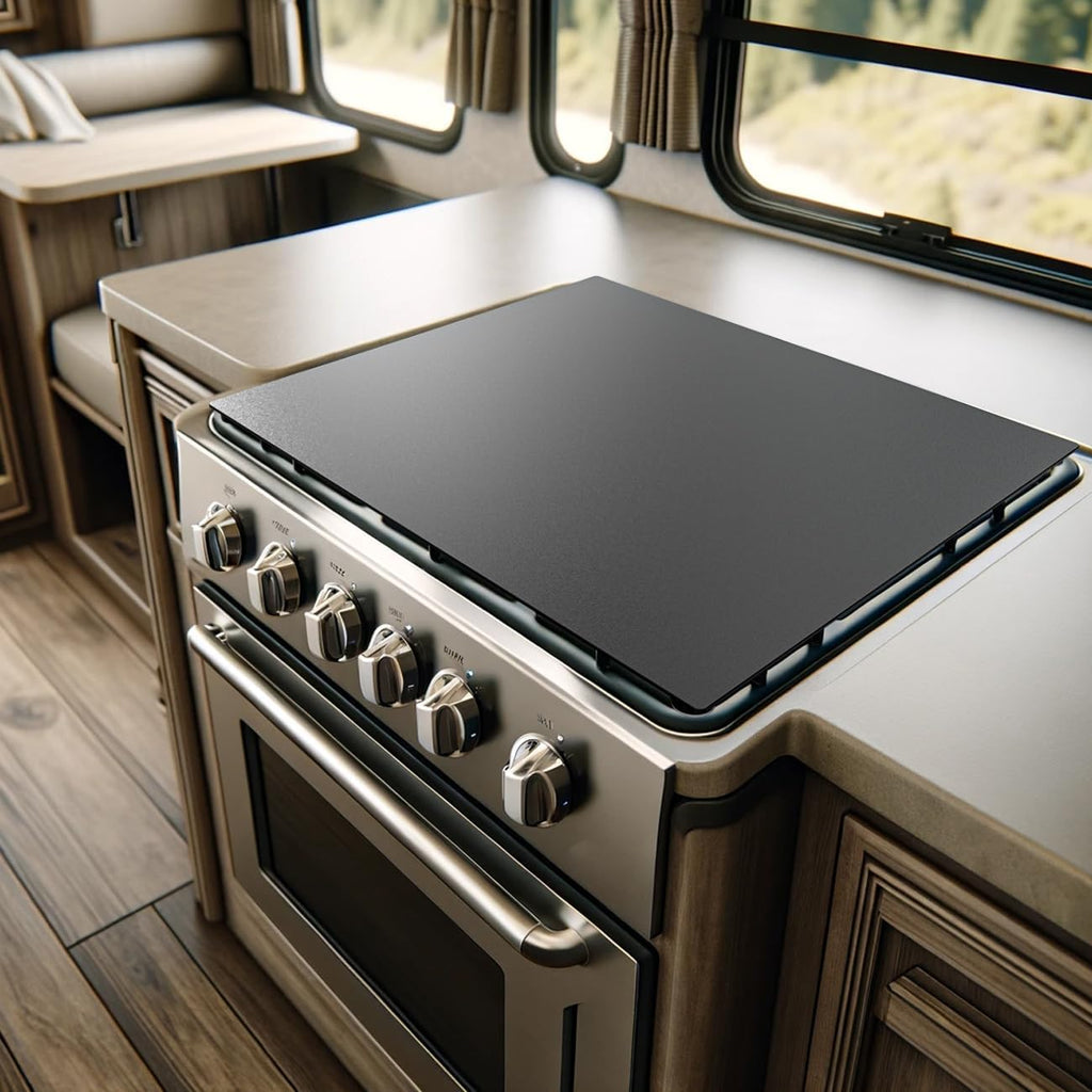 Aluminum RV Stove Top Cover & Gas Burner Board - Dual Non-Slip Design, Essential Camper Kitchen Accessory for Space Optimization, RV Noodle Board Stove Cover - 19.6" x 17"