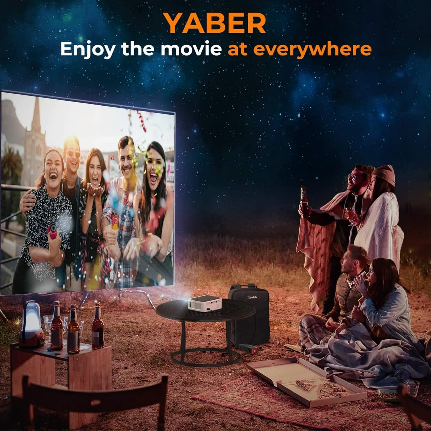 YABER V6 Native 1080P Portable Smart Home Projector with WiFi and Bluetooth W58466