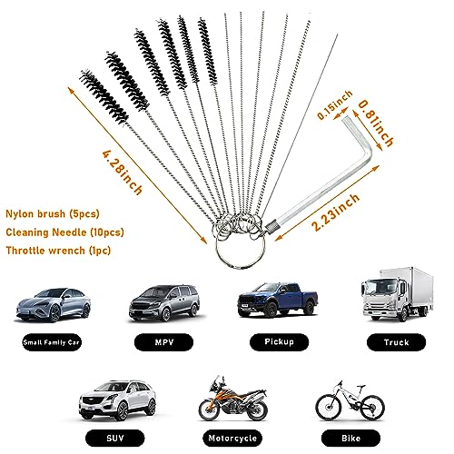 Ziciner Carburetor Cleaner Tool Kit with Nylon Brushes and Cleaning Needles for Motorcycle ATV Moped C558807