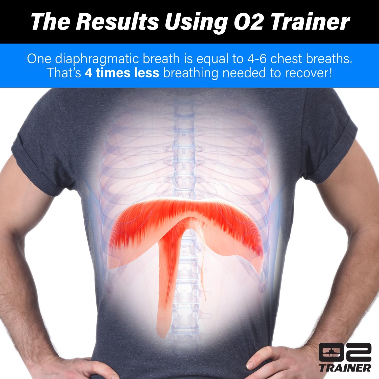 Bas Rutten O2 Inspiratory Muscle Training Device for Diaphragmatic Breathing, Portable, Blue Y16261