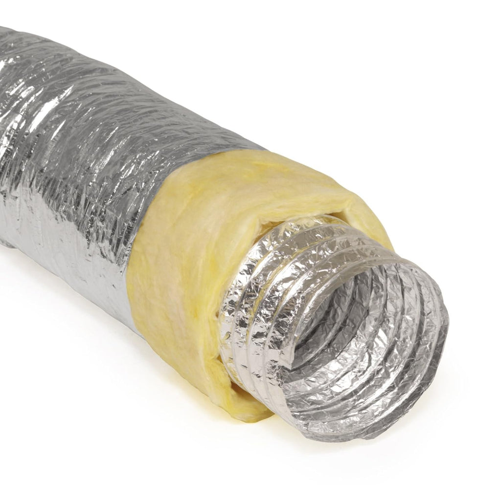 6" Inch Flexible Aluminum Ducting Hose Insulated R-4.2 Air Duct Pipe for for Heavy Duty HVAC & Exhaust Ductwork Insulation - 25' Feet Long