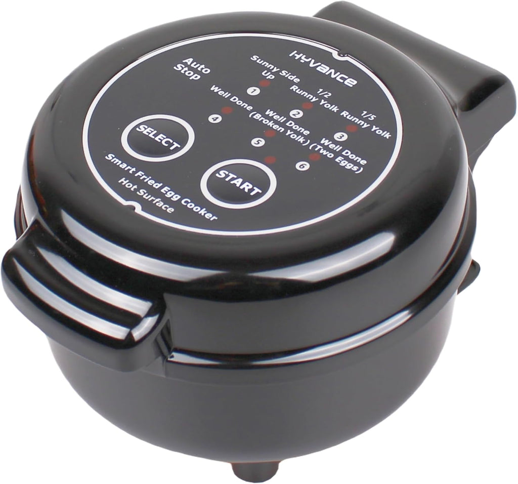 Smart Fried Egg Cooker, 6 Fried Egg Features, Make fried egg like Sunny side up, Over easy etc. It automatically stops with sound alert when done, Non stick coating, Patent applied (BLACK)