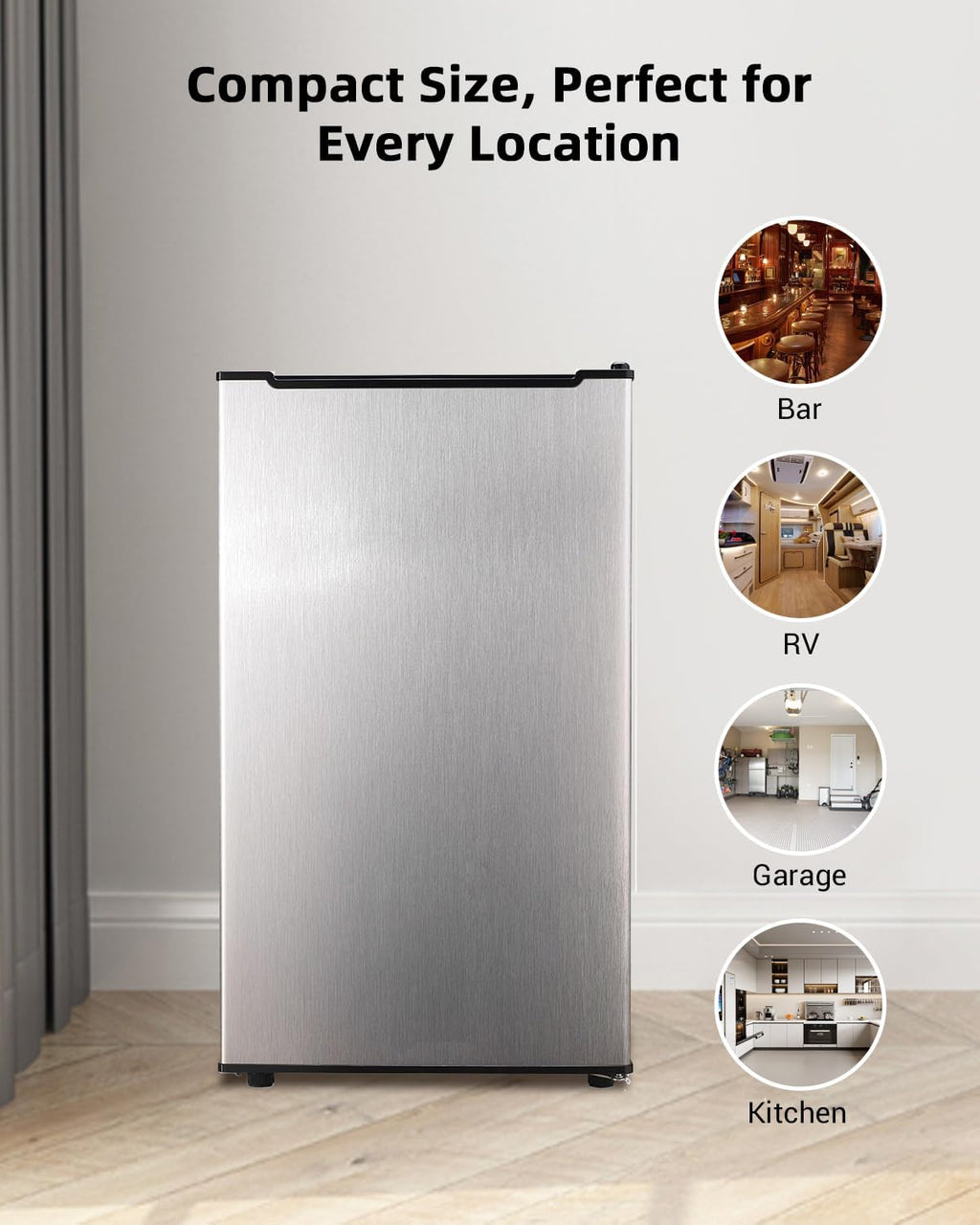 Compact Upright Freezer 3.2 Cu Ft with Adjustable Thermostat, Silver S79588