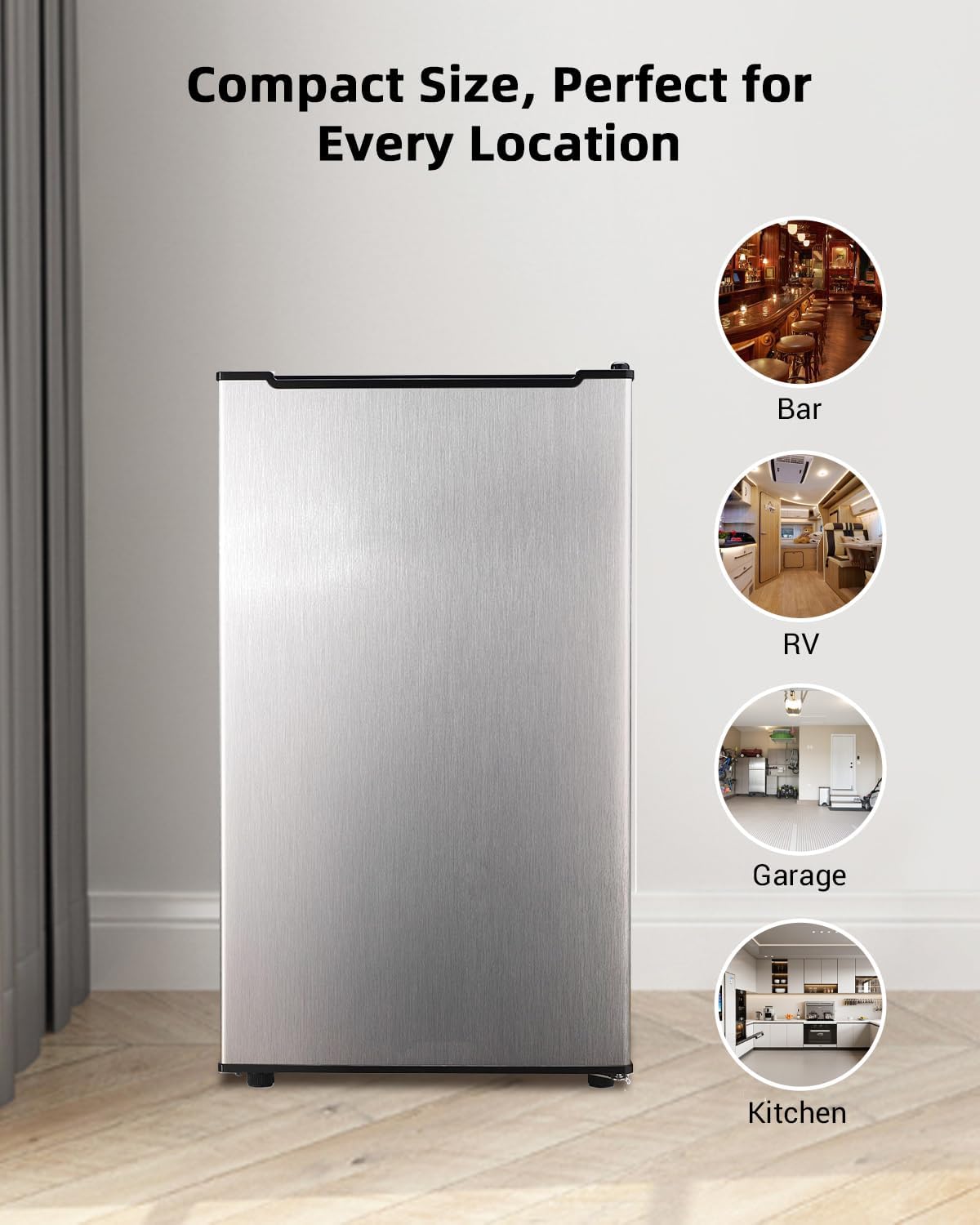 Compact Upright Freezer 3.2 Cu Ft with Adjustable Thermostat, Silver S79588