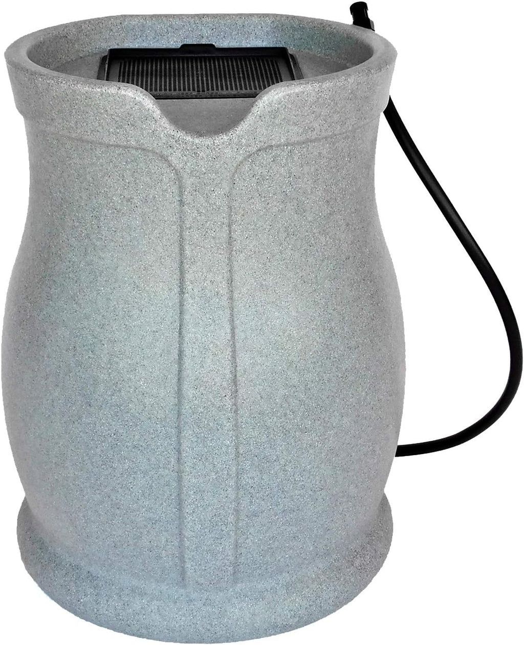 FCMP Outdoor Catalina 45 Gallon Rain Water Barrel Catcher System with Flat Back for Watering Outdoor Plants, Gardens, and Landscapes, Light Granite