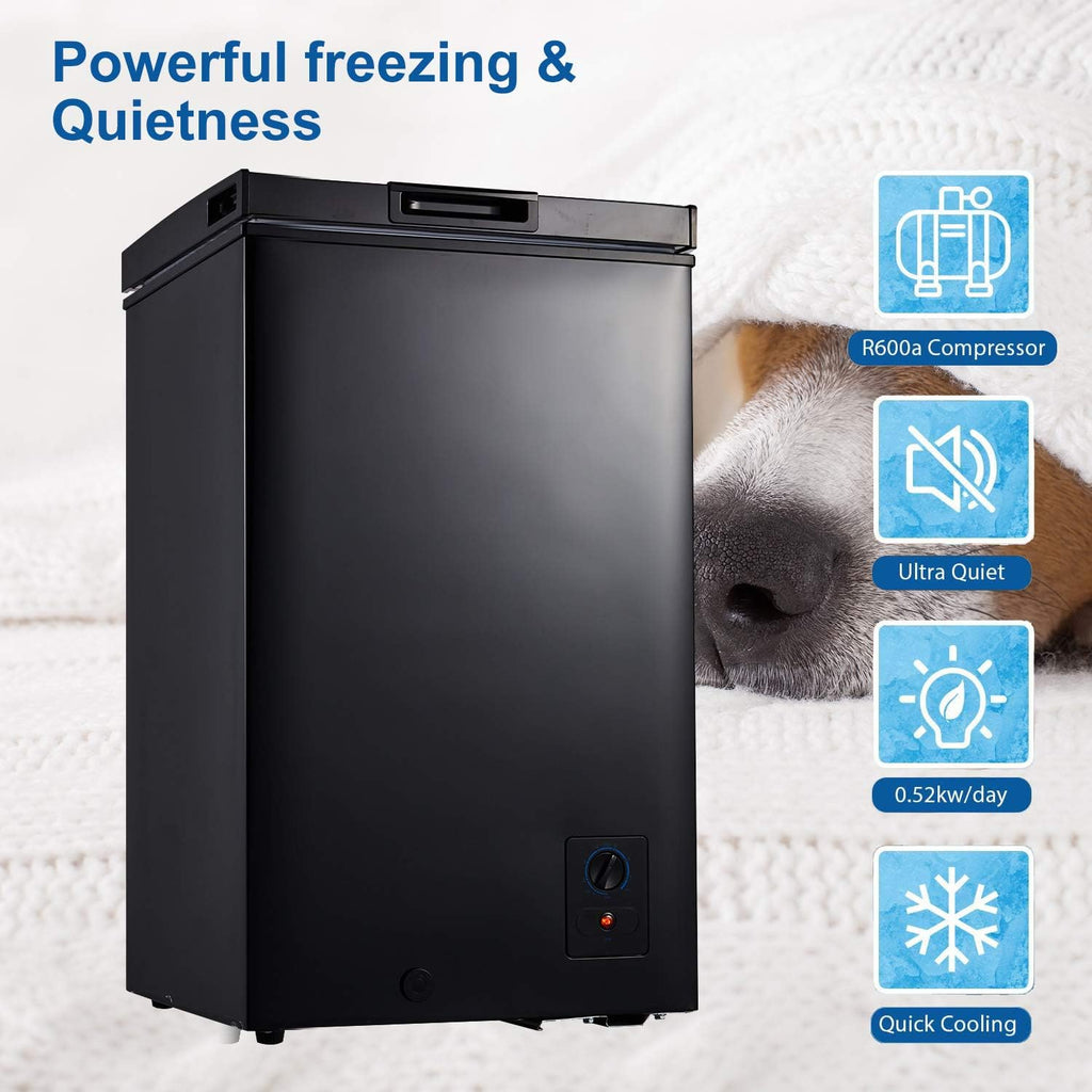 Kalamera 3.5 Cu.ft Chest Freezer for Home, Black, KCF-100-SS G8994