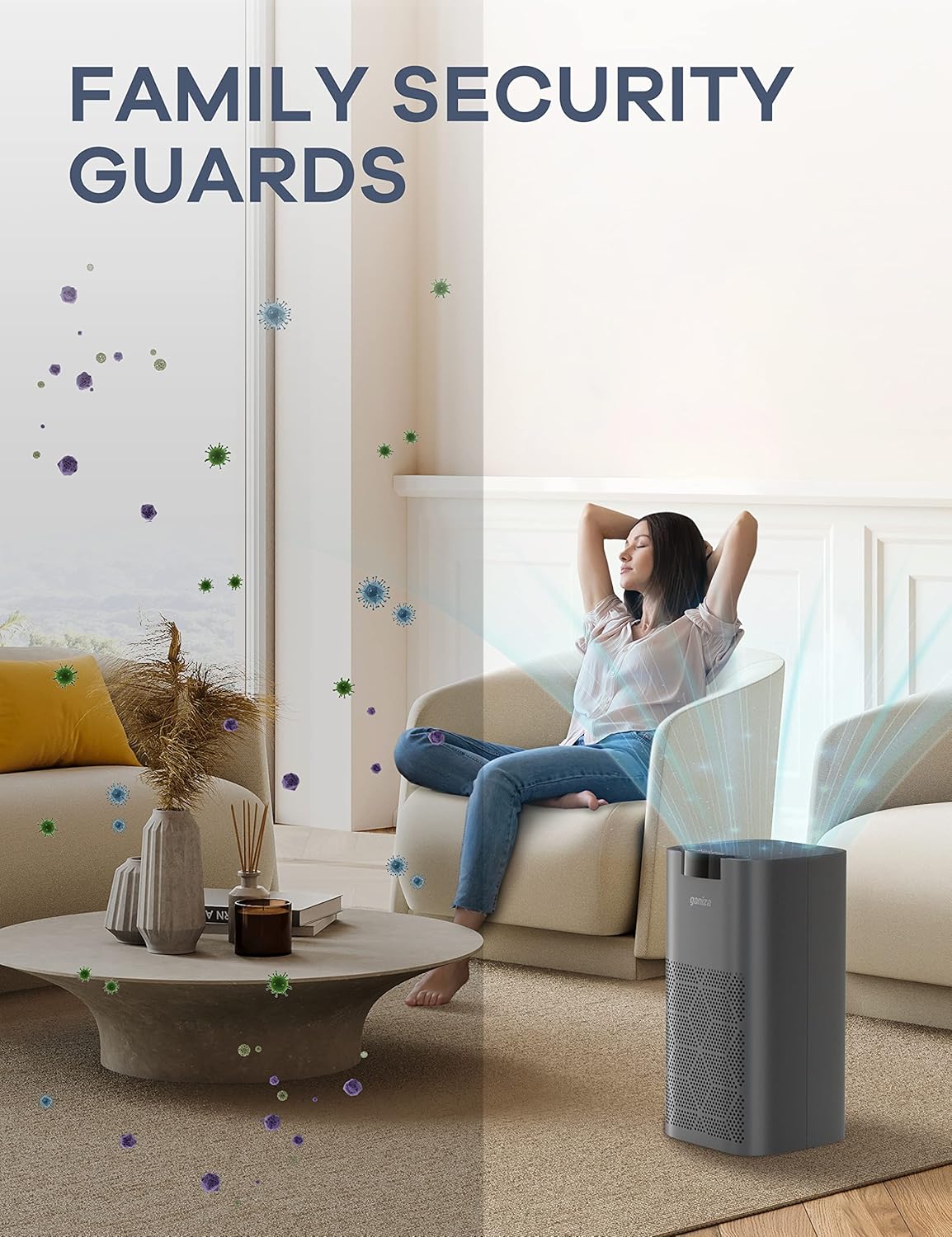 Ganiza Air Purifiers for Home Large Room, H13 HEPA Filter L851