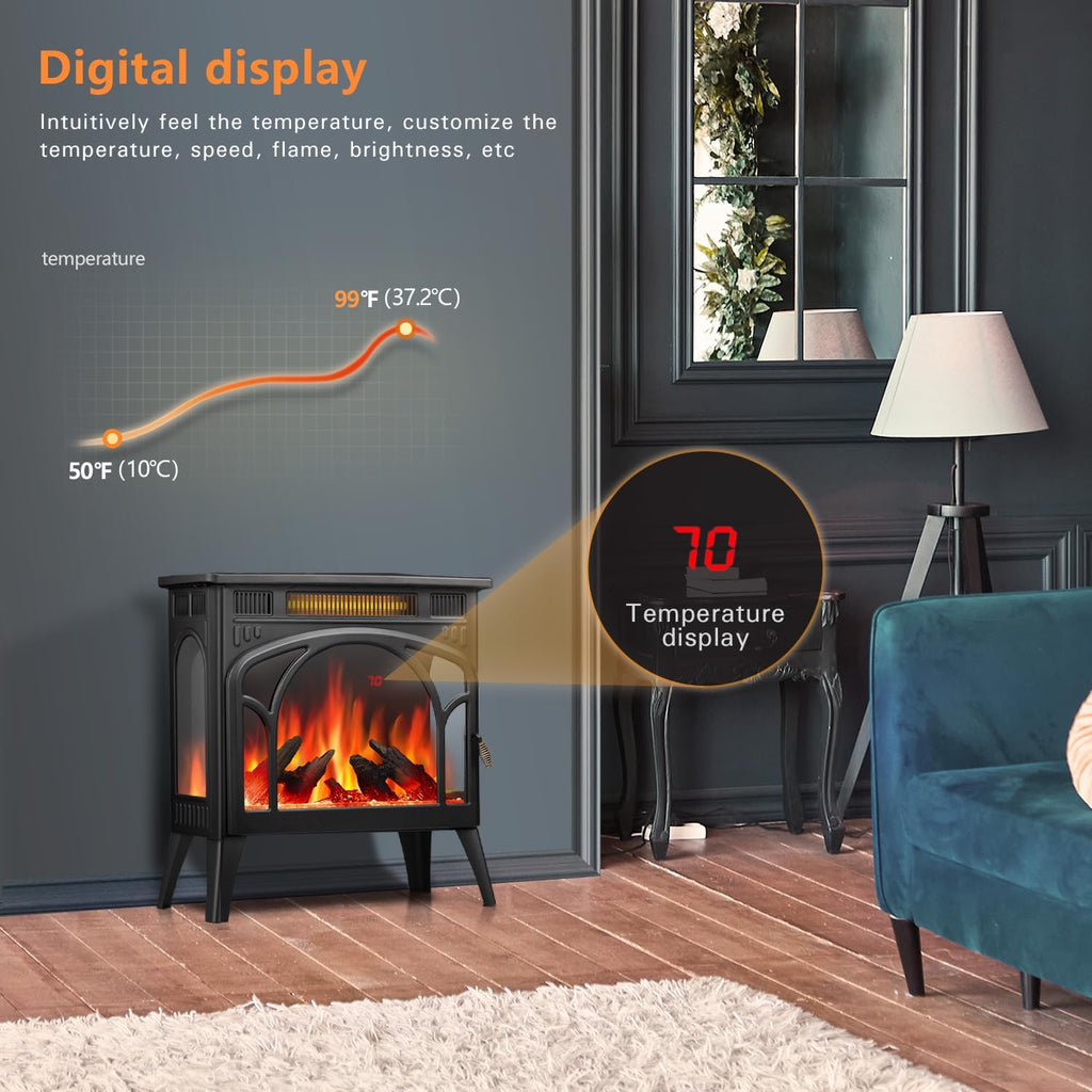 R.W.FLAME Electric Fireplace Heater 25" Freestanding Infrared Stove Q27460