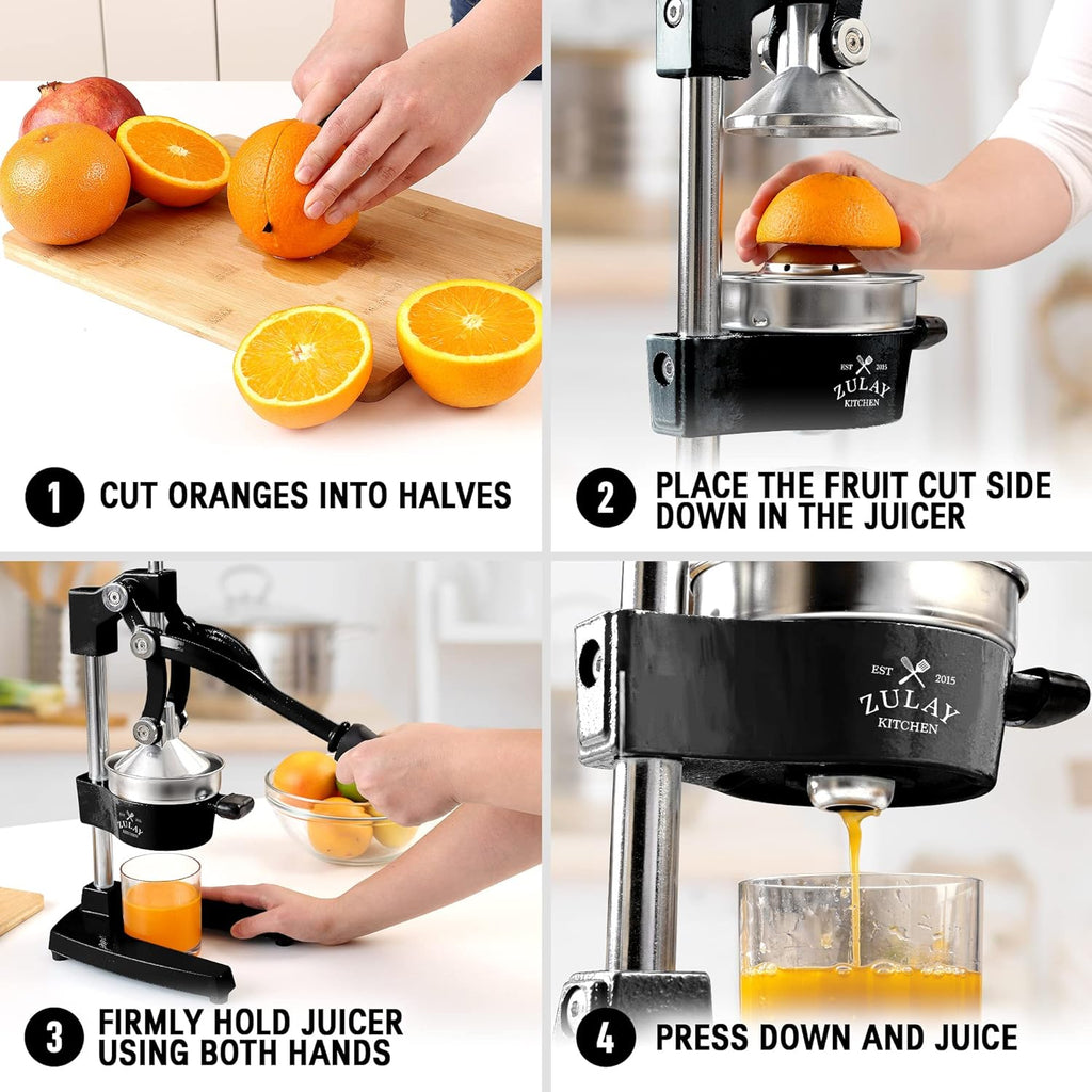 Zulay Cast-Iron Orange Juice Squeezer, Stainless Steel Citrus Juicer G979327