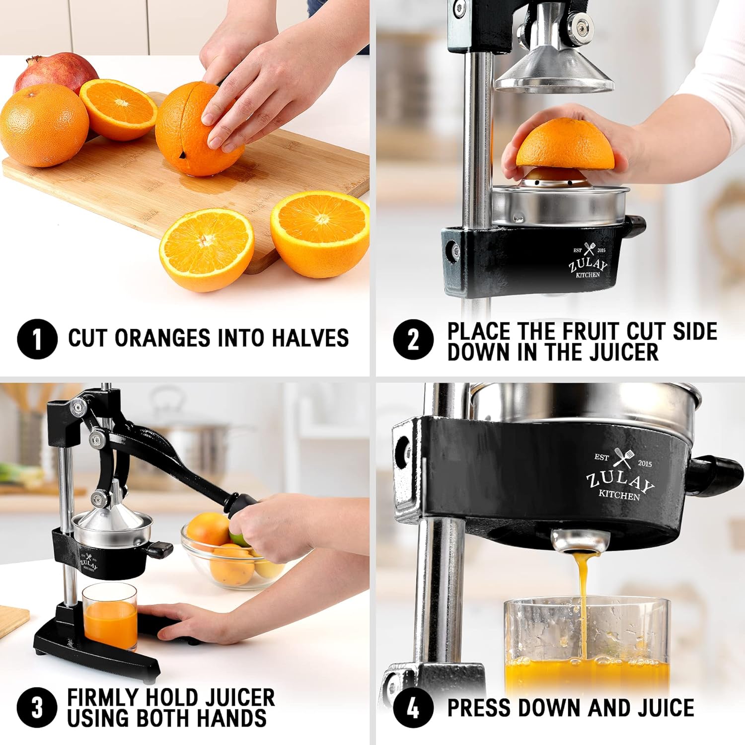 Zulay Cast-Iron Orange Juice Squeezer, Stainless Steel Citrus Juicer G979327