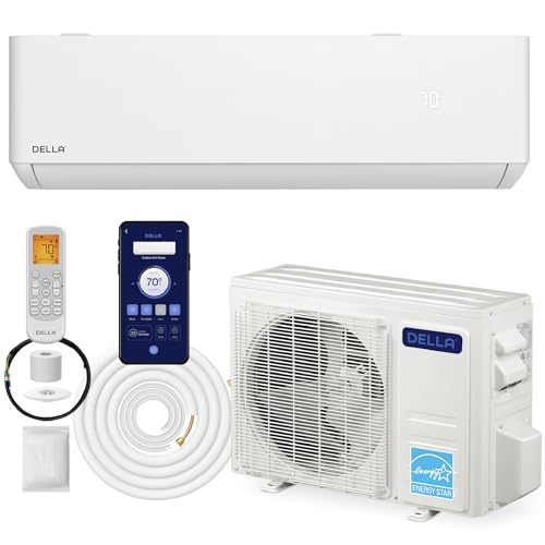 DELLA Optima Series Wifi Mini Split AC Inverter Air Conditioner with Pre-Charged Heat Pump & 16.4ft Installation Kits, Work with Alexa,Energy Star