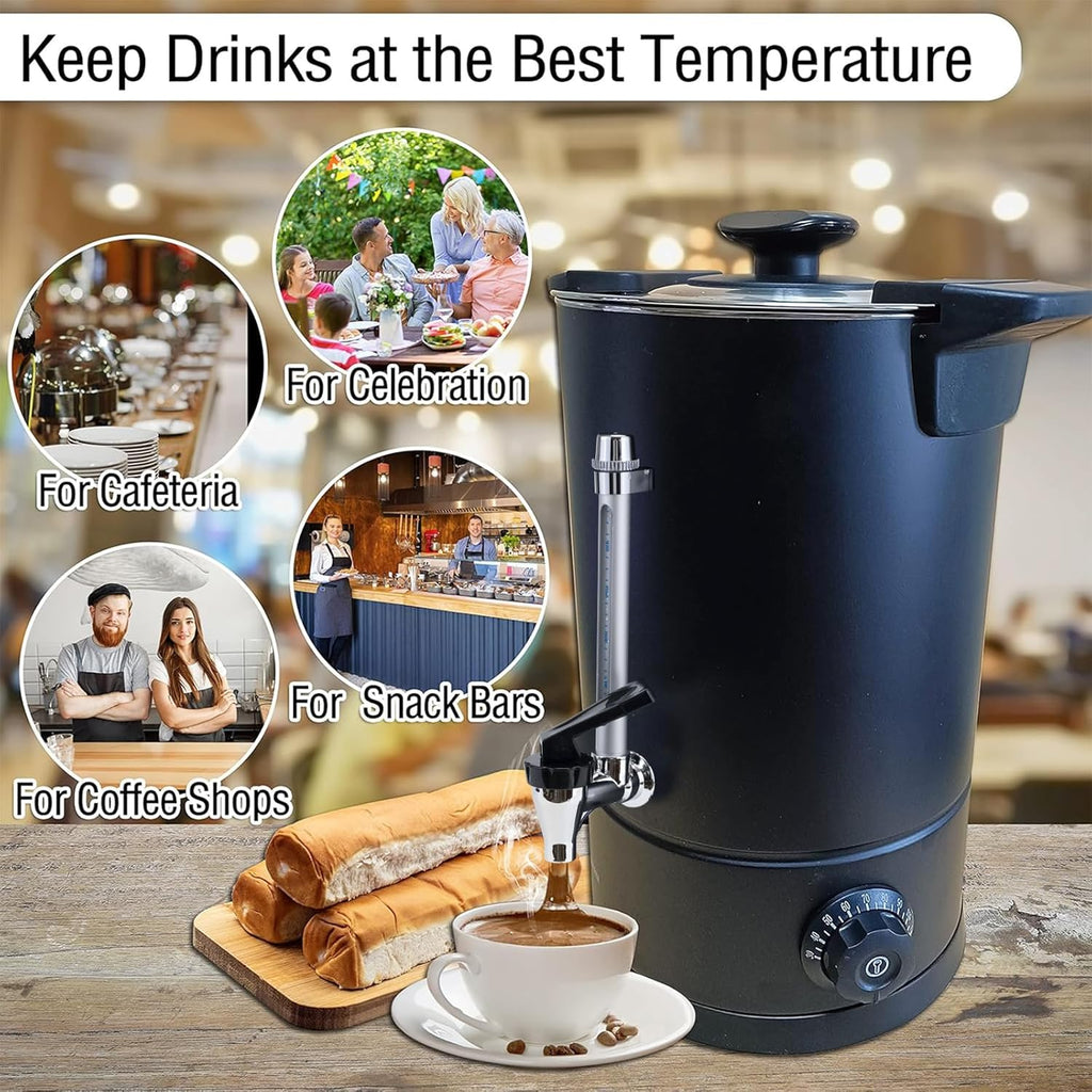 Commercial Coffee Urn 50-Cup 8L Stainless Steel Hot Drink Dispenser M3476