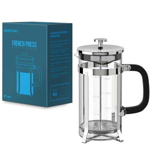 QUQIYSO French Press Coffee Maker 304 Stainless Steel with 4 Filter D497