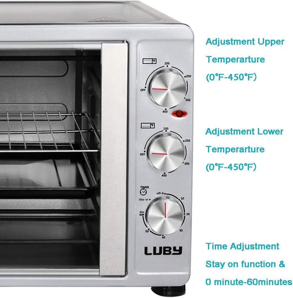 LUBY Large Toaster Oven Countertop, French Door, 55L, Silver K992109