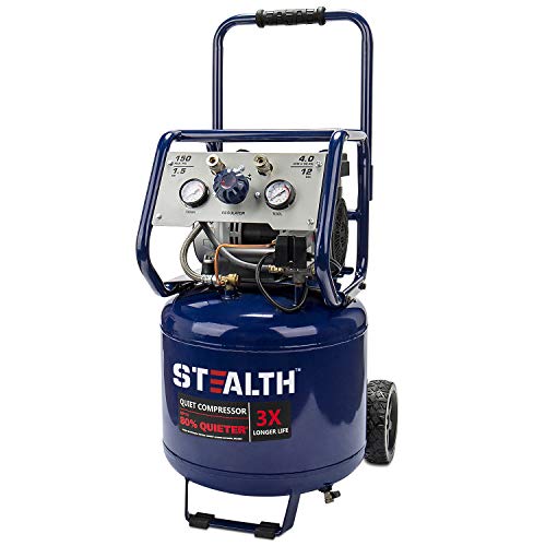 Stealth 12 Gallon Ultra Quiet Air Compressor, 1.5 HP Oil-Free, 150 PSI V9003