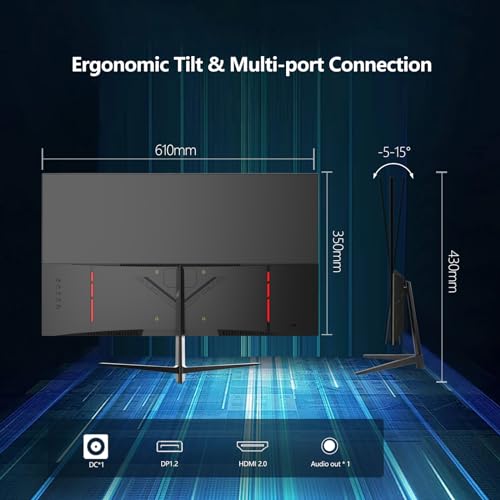 FYHXele Gaming Monitor 1ms Eye Care DisplayPort HDMI VESA Mount B312