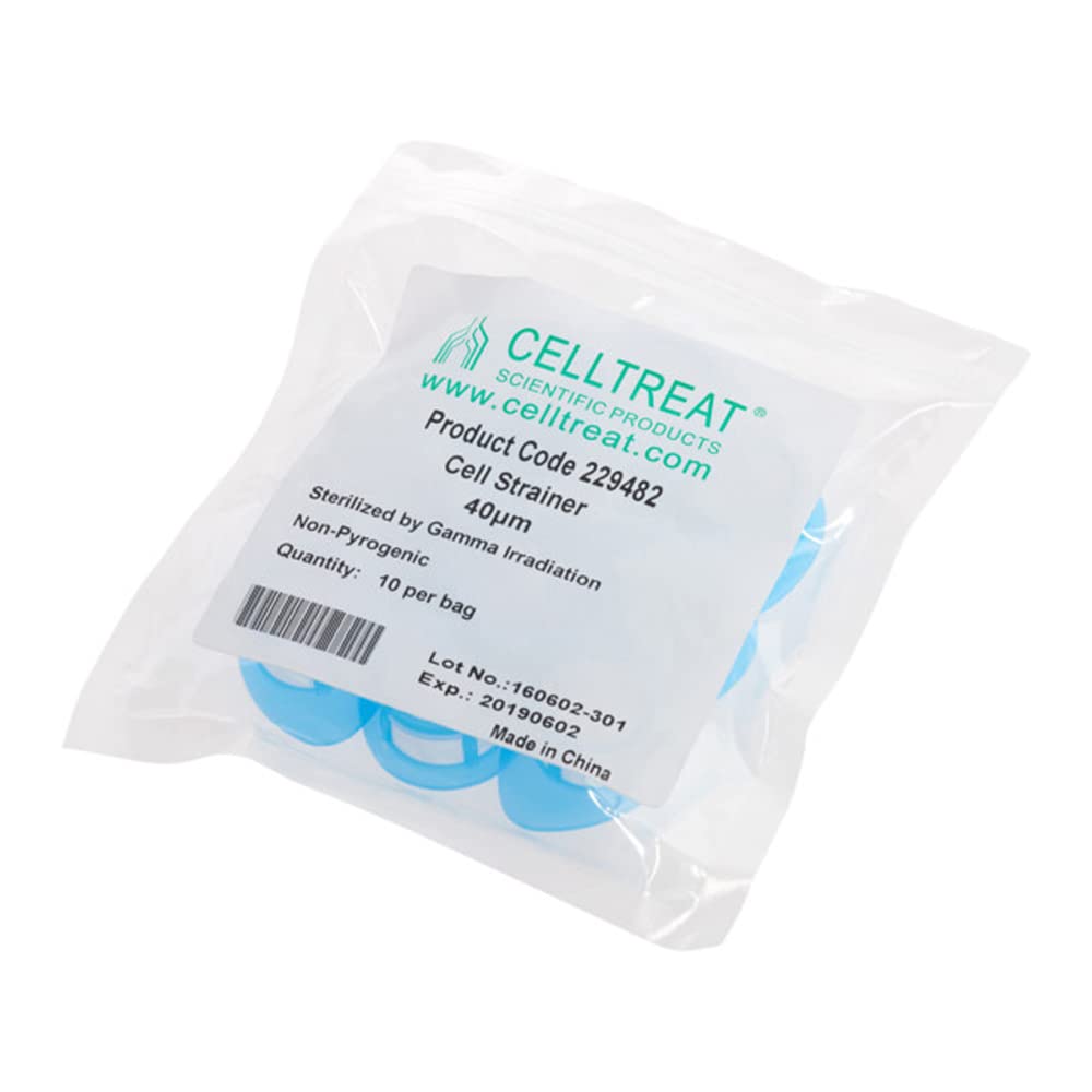 Celltreat 229482 Cell Strainer 40 μm Sterile, Blue (Pack of 50) P49096