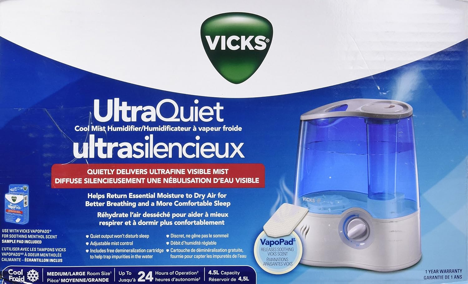 Vicks Ultrasonic Cool Mist Humidifier N778459