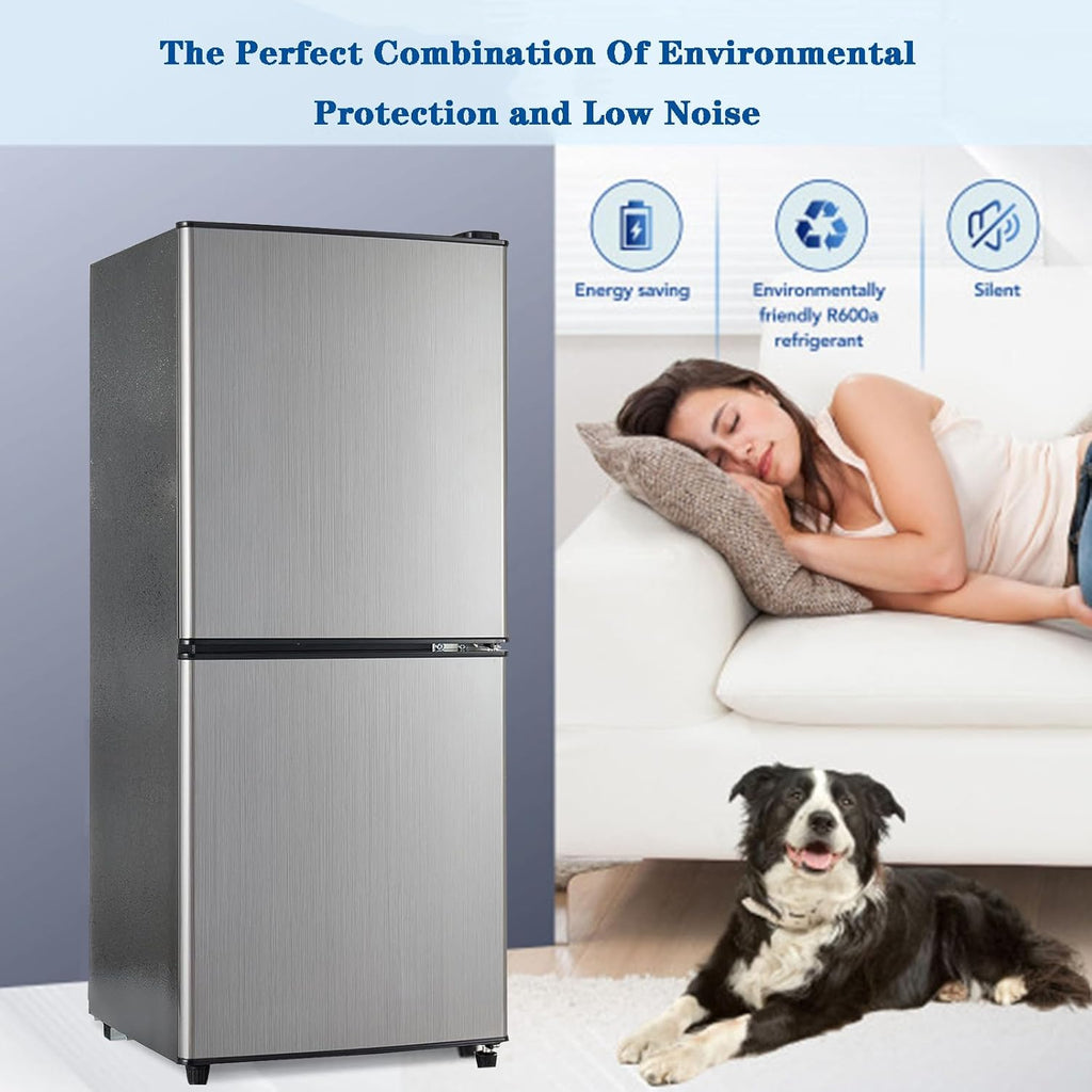 Compact Mini Fridge with Freezer 4.0 Cu.Ft Dual Zone for Bedroom and Office L6196