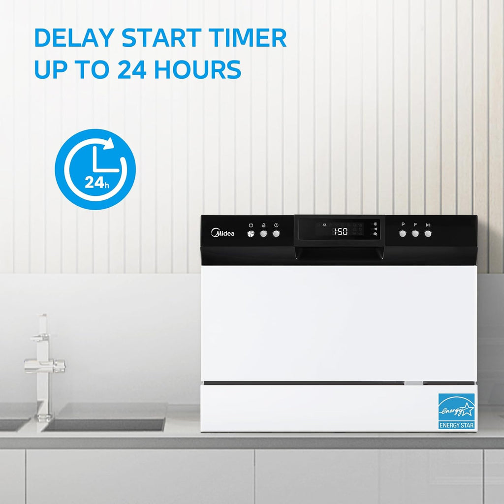 Midea MDC22P1AWW Energy Star Portable Dishwasher, 6 Place Settings, White B16951