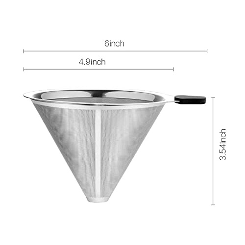 Stainless Steel Pour Over Coffee Filter Reusable Cone Dripper D657