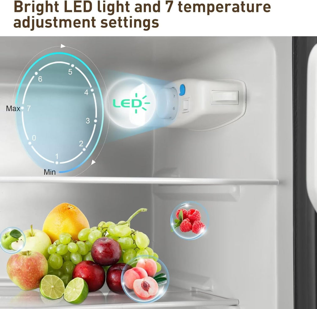 Compact Refrigerator 3.5 Cu.Ft Double Door Mini Fridge for Kitchen Dorm Office P4146
